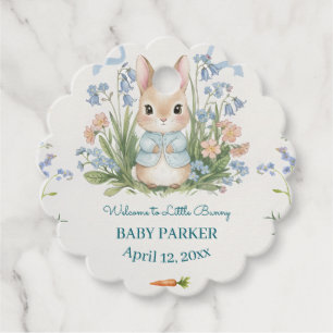 Cute Bunny Spring Floral Personalized Baby Shower Favour Tags