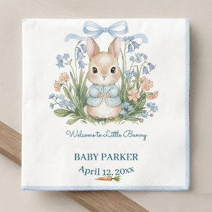 Cute Bunny Spring Floral Personalized Baby Shower Napkin