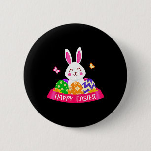 Cute Bunny Spring Hunt Eggs Rabbit Happy Easter Da 2 Inch Round Button