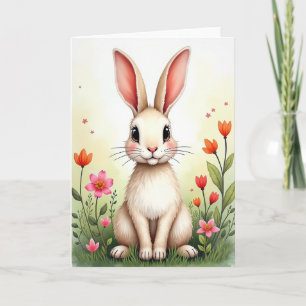 Cute Bunny Springtime Bloom Card