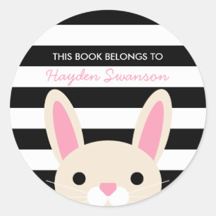 Cute Bunny   This Book Belongs To Classic Round Sticker