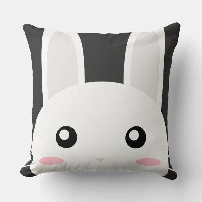 Cute Bunny Throw Pillow (Front)