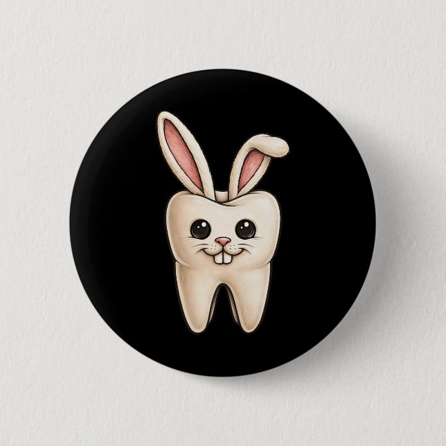 Cute Bunny Tooth Dentist Dentistry Spring Easter  2 Inch Round Button (Front)