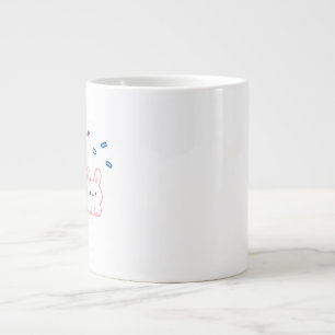 Cute Bunny Under Candy Rain Large Coffee Mug