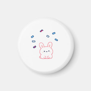 Cute Bunny Under Candy Rain Magnet