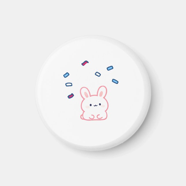 Cute Bunny Under Candy Rain Magnet (Front)