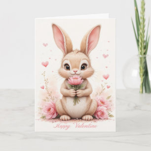 Cute Bunny Valentine Sweet Rabbit Love Card