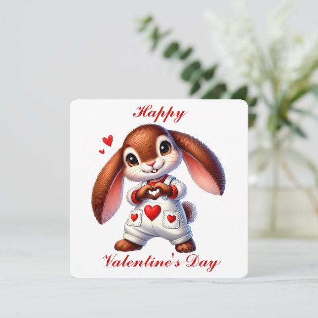 Cute Bunny - Valentine's Day Card (Standing Front)
