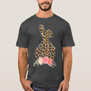 Cute Bunny Wearing Glasses Leopard Happy Easter Da T-Shirt
