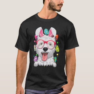 Cute Bunny Westie Dog Face Easter Eggs Easter Day T-Shirt