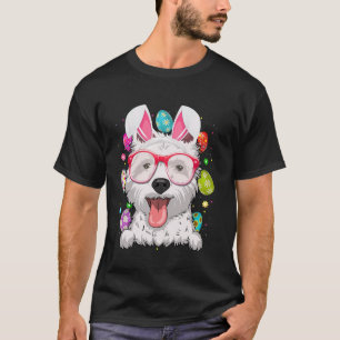 Cute Bunny Westie Dog Face Easter Eggs Easter Day T-Shirt