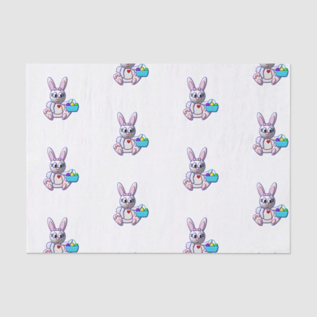 Cute Bunny with a Basket Tissue Paper (Front)