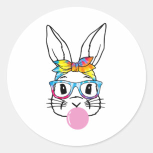 Cute Bunny With Bandana Heart Glasses Bubblegum Classic Round Sticker