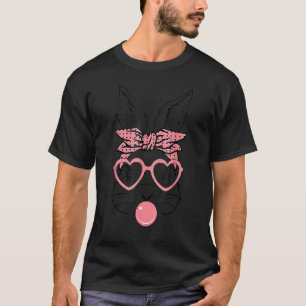Cute Bunny With Bandana Heart Glasses Bubblegum Ea T-Shirt