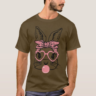 Cute Bunny With Bandana Heart Glasses Bubblegum Ea T-Shirt