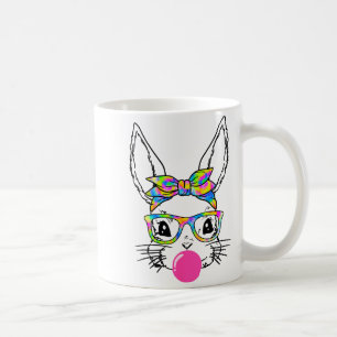 Cute Bunny With Bandana Tie Dye Glasses Bubblegum Coffee Mug