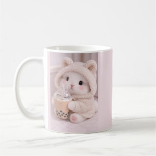 Cute Bunny with Boba Tea Ceramic Mug   
