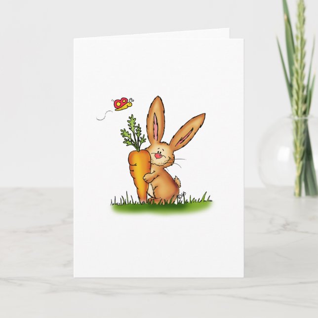 Cute Bunny with Carrot by Gerda Steiner/Send2smile Holiday Card (Front)