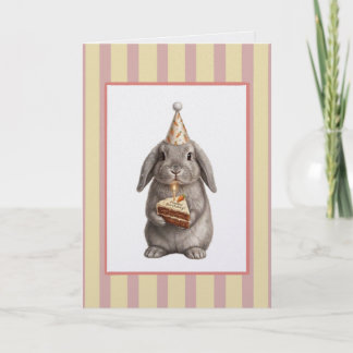 Cute Bunny with Carrot Cake Birthday Card