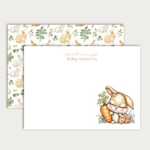 Cute Bunny with Carrot Custom Nursery Thank You Card