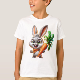 Cute Bunny With Carrot Happy Art T-Shirt