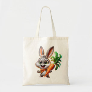 Cute Bunny With Carrot Happy Art Tote Bag