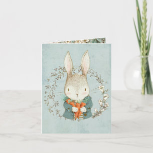 Cute Bunny with Carrots Easter Card