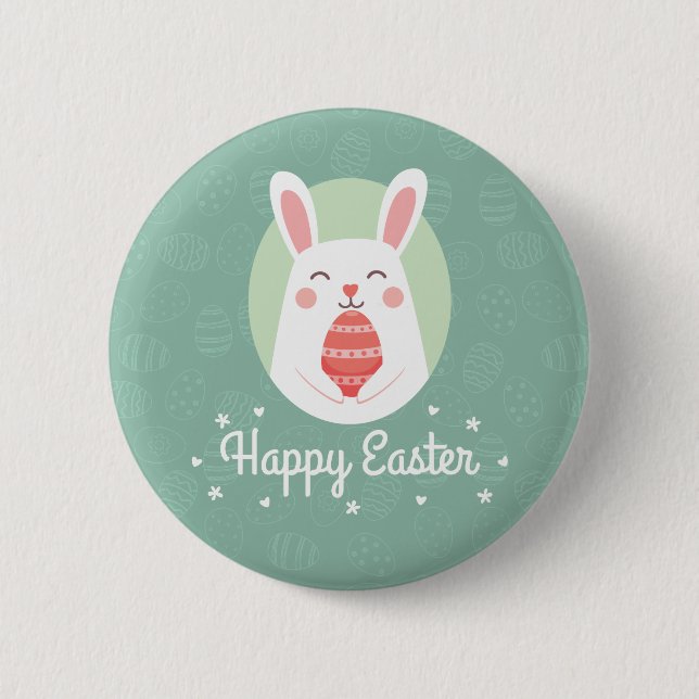 Cute Bunny with Easter Egg | Pin Button (Front)