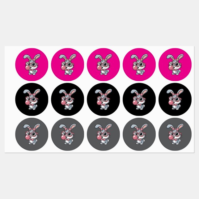 Cute Bunny with Glasses Blowing Bubble Gum (Sheet)