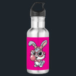 Cute Bunny with Glasses Blowing Bubble Gum 532 Ml Water Bottle<br><div class="desc">A charming cartoon bunny wearing oversized round glasses,  a polka-dot bow,  and blowing a pink bubble gum bubble.</div>