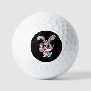 Cute Bunny with Glasses Blowing Bubble Gum Golf Balls