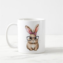 Cute Bunny with Glasses WaterColor Design