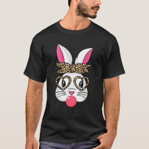 Cute Bunny With Leopard Bandana Heart Glasses East T-Shirt
