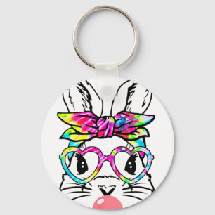 Cute Bunny With Ndana Heart Gles Bubblegum Easter Keychain
