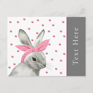 Cute Bunny with Pink Bow personalized Postcard