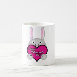 Cute Bunny with Pink Valentines Day Heart Coffee Mug