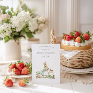 Cute Bunny with strawberries Thank You Card