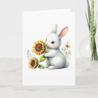 Cute Bunny with Sunflower All-Occasion Greeting  Card
