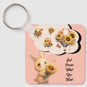 Cute Bunny With Sunflower Keychain