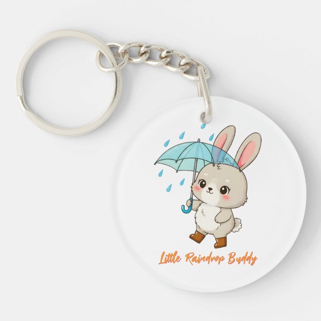 Cute Bunny with Umbrella Kawaii Keychain (Front)