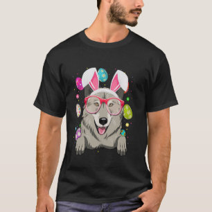 Cute Bunny Wolf Dog Face Easter Eggs Easter Day T-Shirt