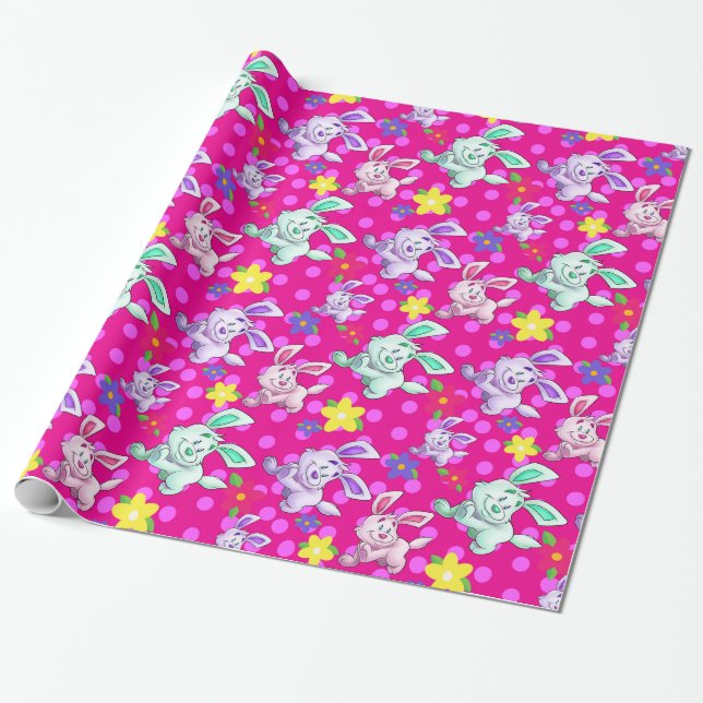 Cute bunny wrapping paper cartoon (Unrolled)