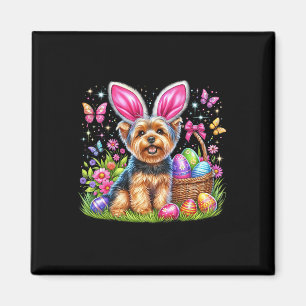 Cute Bunny Yorkshire Terrier Dog Easter Eggs Sket  Magnet