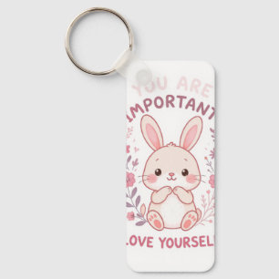 Cute Bunny You Are Important Keychain- Love yourse Keychain