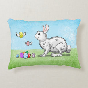 Cute Bunny's Easter Eggs Accent Pillow