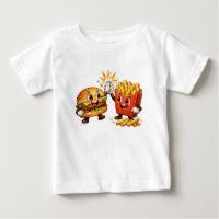 Cute Burger and Fries High Five Kawaii Art