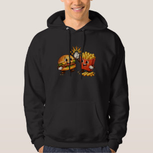 Cute Burger and Fries High Five Kawaii Art Hoodie