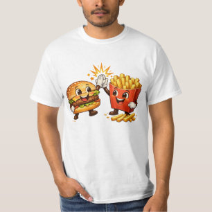 Cute Burger and Fries High Five Kawaii Art T-Shirt