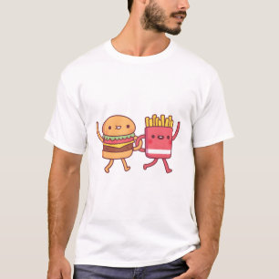 Cute Burger And Fries Linking Arms Besties T-Shirt
