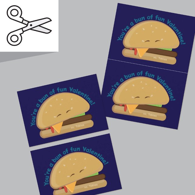 Cute Burger Cuttable Valentines Day Cards Dark Red (Creator Uploaded)